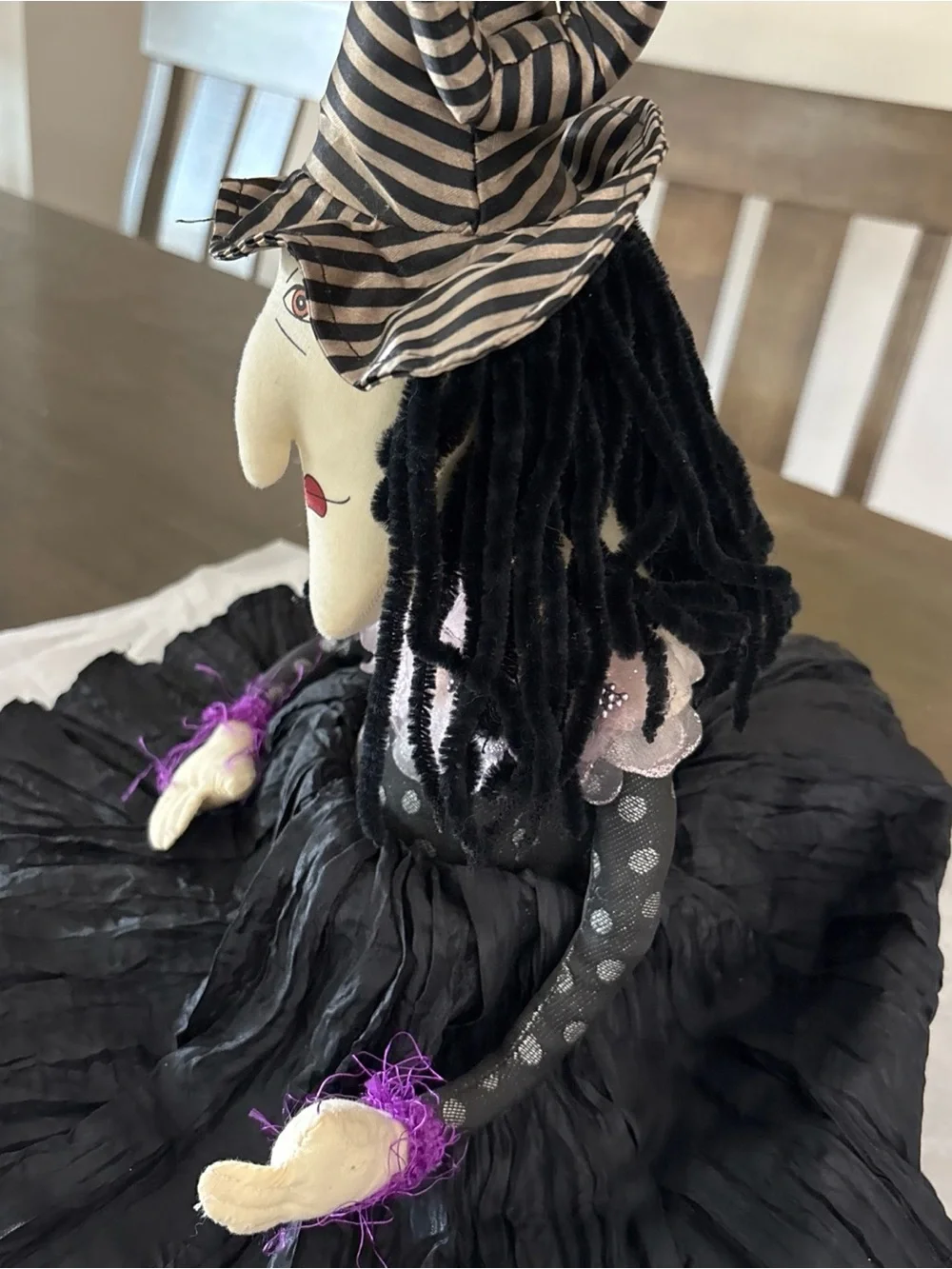 Large 22” WITCH Doll, Fabric, Halloween Decor, Sculpted Face